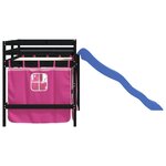 vidaXL Lit mezzanine enfants et rideaux rose 80x200cm bois pin massif