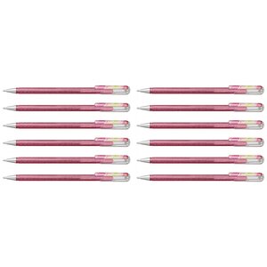 Roller encre gel métallique Dual Metallic Rose clair+ Vert/Or métallique x 12 PENTEL