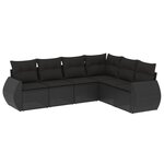 vidaXL Salon de jardin 6 Pièces avec coussins noir résine tressée