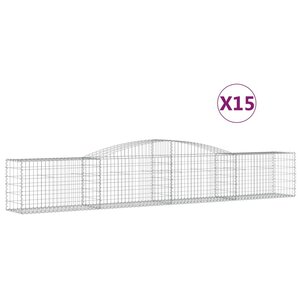 vidaXL Paniers à gabions arqués 15 Pièces 400x50x60/80 cm Fer galvanisé