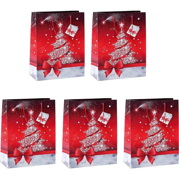Lot de 25 sacs cadeau de noel 'sparkling tree' (l)260 x (p)120x (h)230 mm sigel