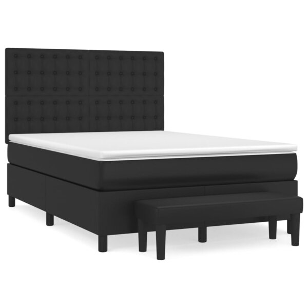 vidaXL Sommier à lattes de lit avec matelas Noir 140x190 cm Similicuir