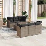 vidaXL Salon de jardin avec coussins 7 Pièces gris résine tressée