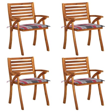 vidaXL Chaises de jardin avec coussins 4 Pièces Bois de teck solide