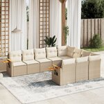 vidaXL Salon de jardin avec coussins 10 Pièces beige résine tressée