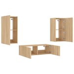vidaXL Meuble TV muraux 3 Pièces avec lumières LED chêne sonoma