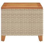 vidaXL Table de jardin beige 45x45x37 cm résine tressée et bois acacia