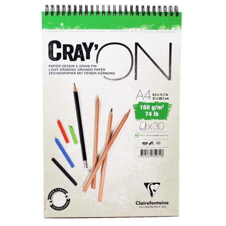 Bloc cray'on a4 - 30 feuilles - 160g - spirales - clairefontaine