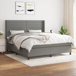 vidaXL Sommier à lattes de lit avec matelas Gris foncé 180x200cm Tissu