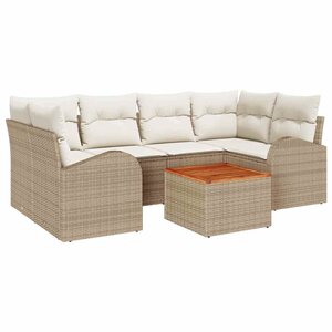 vidaXL Ensemble de canapé de jardin 7 Pièces Beige et blanc