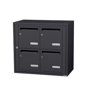 Bloc collectif Leabox 2x2 grade 3 simple face intérieur fixation murale gris anthracite ral 7016 finition brillante