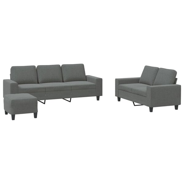 vidaXL Ensemble de canapés 3 Pièces gris foncé tissu
