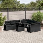 vidaXL Salon de jardin 10 Pièces avec coussins noir résine tressée