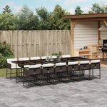 vidaXL Ensemble à manger de jardin avec coussins 13 Pièces marron rotin