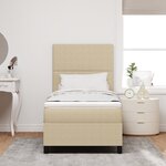 vidaXL Lit avec Sommier avec Matelas Beige 90x200 cm Tissu en Velours Côtelé
