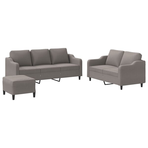 vidaXL Ensemble de canapés 3 Pièces avec coussins Taupe Tissu