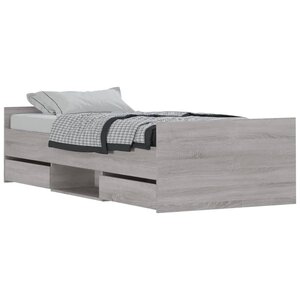 vidaXL Cadre de lit tête de lit et pied de lit sonoma gris 90x190 cm