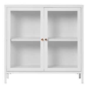 Armoire 2 portes vitrées acier blanc 80 x 35 x 80 cm