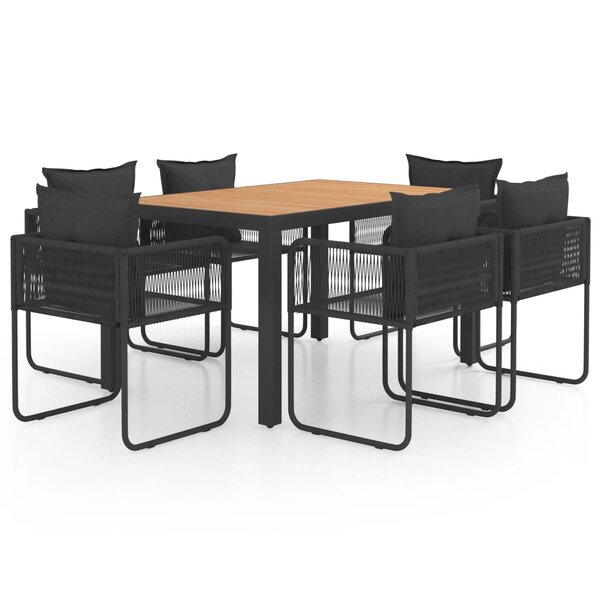 vidaXL Salon de jardin 7 Pièces PVC Résine tressée Noir et marron