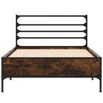 vidaXL Cadre de lit chêne fumé 100x200 cm bois d'ingénierie et métal