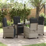 vidaXL Set de jardin de 5 pièces Gris clair Poly Rotin