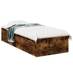 vidaXL Cadre de lit chêne fumé 90x190 cm bois d'ingénierie