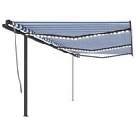 vidaXL Auvent automatique capteur de vent et LED 6x3 5 m Bleu et blanc