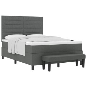vidaXL Lit à ressorts avec matelas et banc gris foncé 140x190 cm en tissu