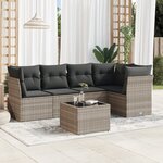 vidaXL Salon de jardin 6 Pièces avec coussins gris clair résine tressée