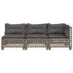vidaXL Canapé de jardin avec coussins 3 places gris résine tressée