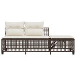 vidaXL Salon de jardin d'angle et coussins 3 Pièces marron résine tressée