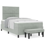 vidaXL Lit à ressorts avec Matelas & Banc Gris Clair 120x190 cm Velours