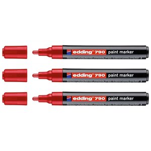 Marqueur Peinture 790 Rouge Pointe Ronde 2-3 mm x 3 EDDING