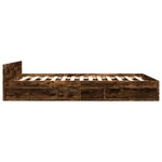 vidaXL Cadre de lit à tiroirs chêne fumé 140x200 cm bois d'ingénierie