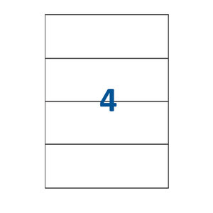 Lot de 20 Planches étiquettes autocollantes blanches sur feuille A4 : 210 x 74 2 mm (4 étiquettes par feuille spéciales bons de transport)