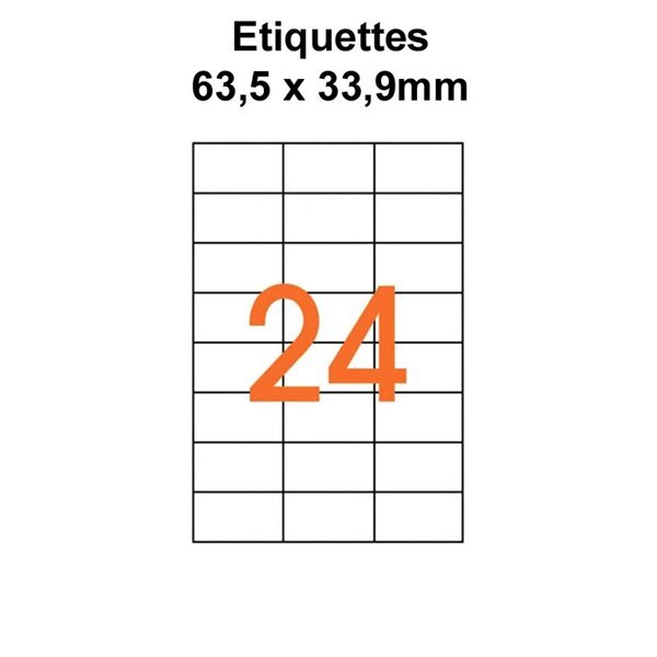 Étiquettes adhésives  pour timbres à imprimer 6,35 x 3,39 cm  (240 étiquettes) - blanc - 10 feuilles  -t3azur
