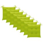 vidaXL Chaises de jardin avec coussins vert vif lot de 8 Teck massif