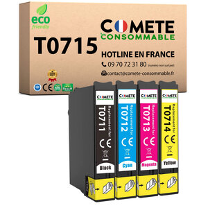 T0715 - 4 cartouches compatibles pour Epson T0715 - COMETE