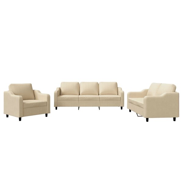 vidaXL Ensemble de canapés 3 Pièces avec coussins Crème Tissu