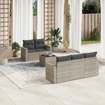 vidaXL Salon de jardin 6 Pièces avec coussins gris clair résine tressée