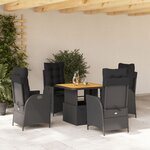 vidaXL Ensemble à manger de jardin coussins 5Pièces Noir Résine tressée