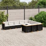 vidaXL Salon de jardin 10 Pièces avec coussins noir résine tressée