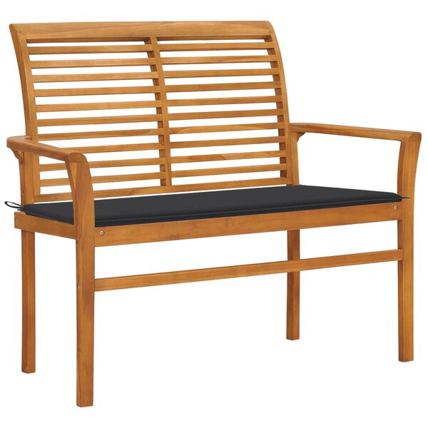 vidaXL Banc de jardin et coussin anthracite 112 cm Bois de teck massif