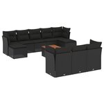 vidaXL Salon de jardin 11 Pièces avec coussins noir résine tressée