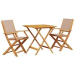 vidaXL Ensemble de bistro 3 Pièces taupe tissu et bois massif