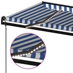 vidaXL Auvent automatique capteur de vent LED 450x350 cm Bleu et blanc