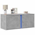vidaXL Meuble TV mural avec lumières LED gris béton 80x31x35 cm