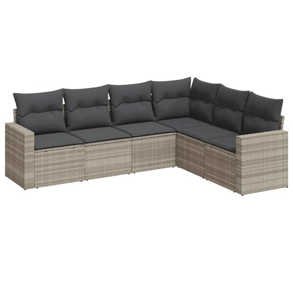 vidaXL Salon de jardin 6 Pièces avec coussins gris clair résine tressée