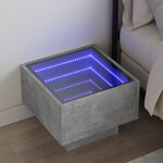 vidaXL Table de chevet avec LED infini gris béton 40x40x30 cm