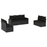 vidaXL Salon de jardin 7 Pièces avec coussins noir résine tressée